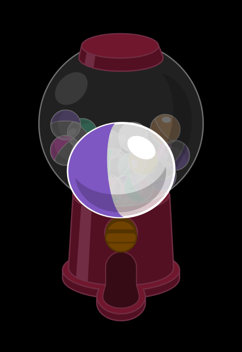 ポイ活「トリマ」のガチャの画面。
ガチャカプセルの色で、もらえるマイル数が変化する。
画像は紫のカプセル。